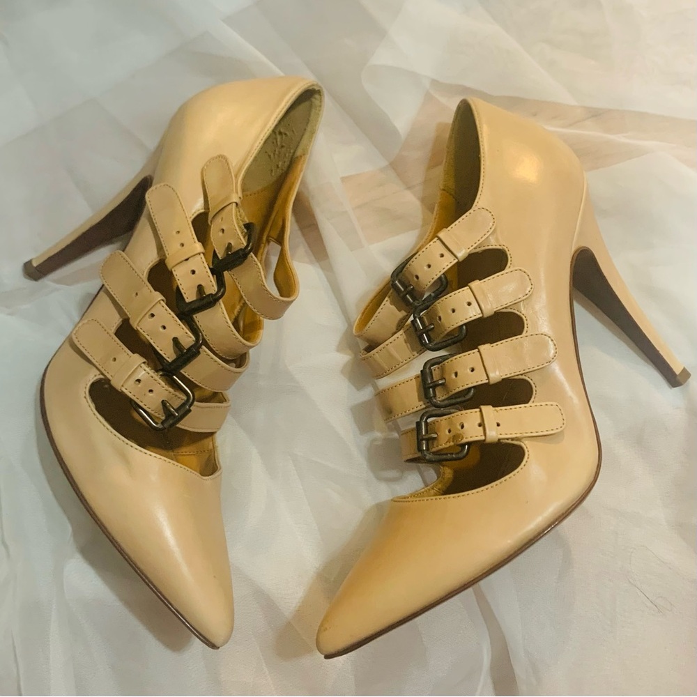 J Crew Adrianna Strappy Stilettos - tan - size 8 (fits like 7)